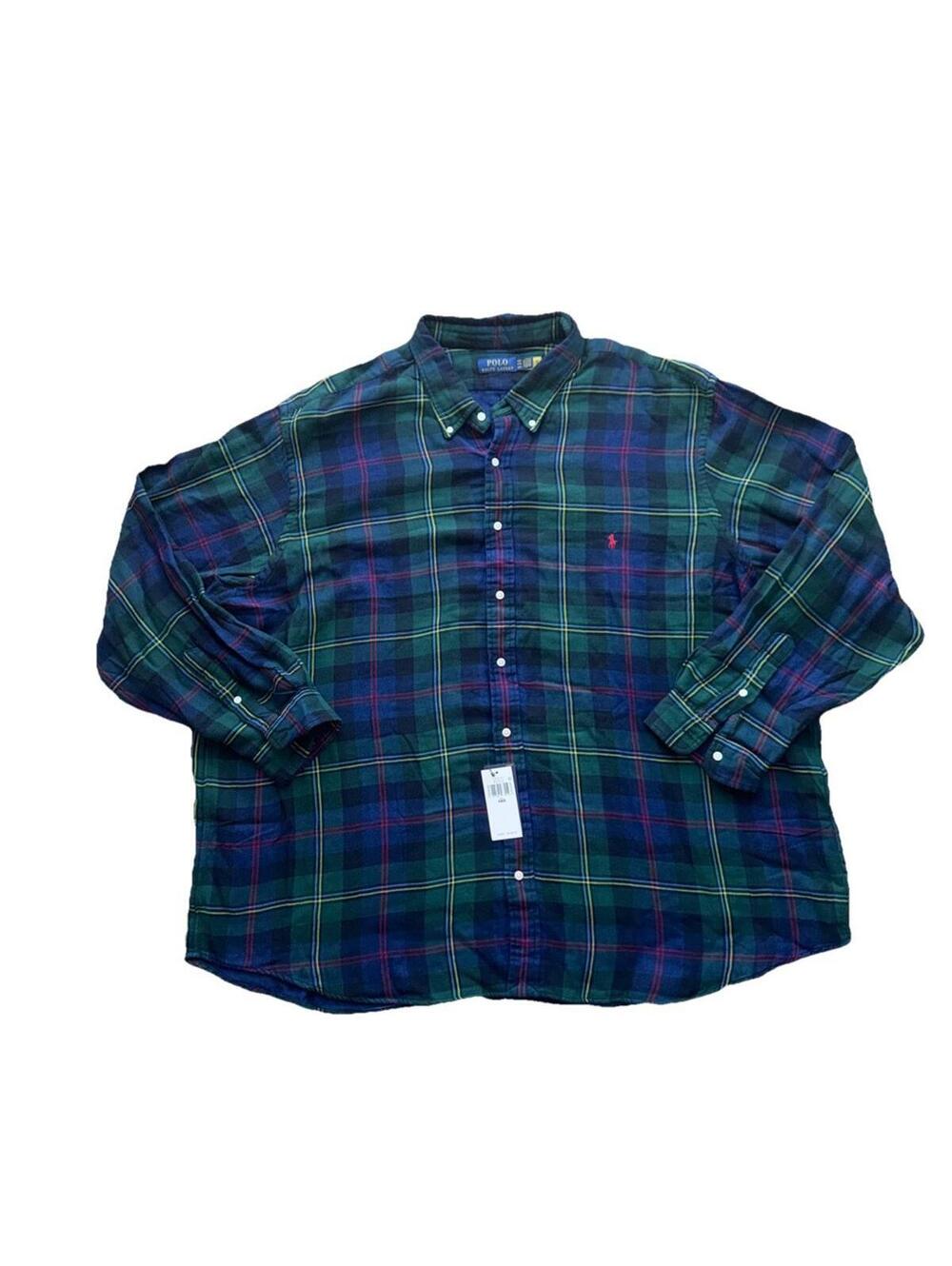 Vintage Polo Ralph Lauren Shirt Men's 4XB Tartan Plaid Button Down Long Sleeve